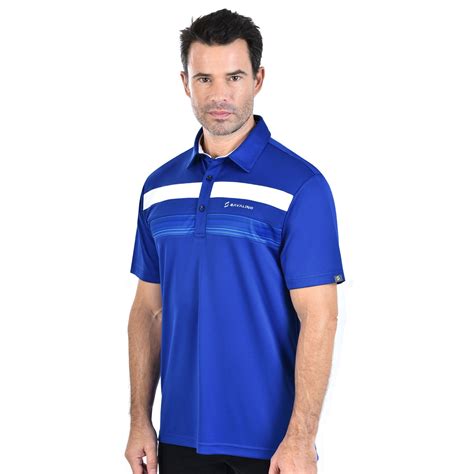 Mens Bowling Polo Shirts Tagged Royal Blue With Printed Panel Savalino