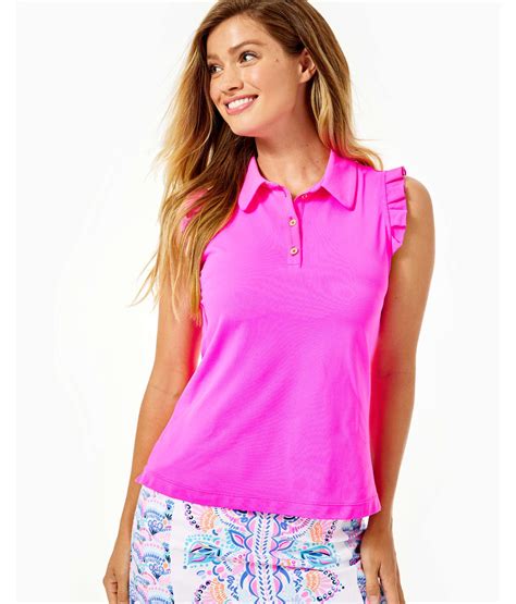 Lilly Pulitzer Synthetic Upf 50 Luxletic Frida Sleeveless Ruffle Polo