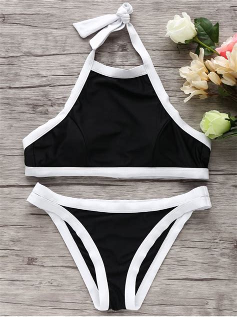 26 OFF 2021 Halter High Neck Bikini Set In BLACK ZAFUL