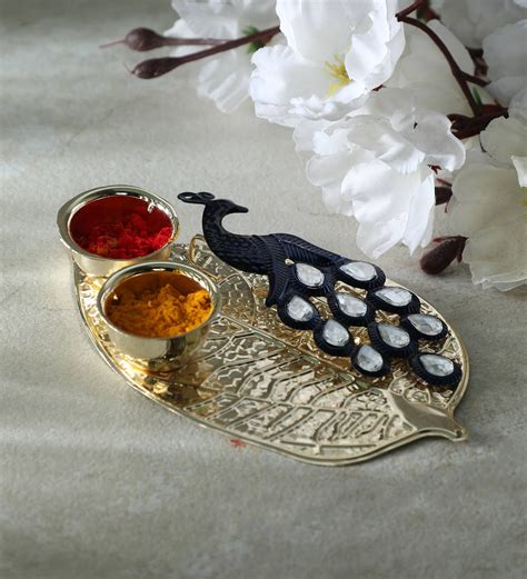 Buy Golden Metal Peacock Haldi Kumkum Box At Off By Itiha Pepperfry