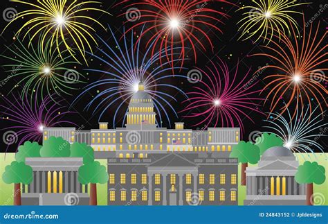 Washington DC Fourth of July Fireworks Stock Vector - Illustration of ...