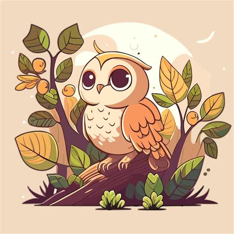 Une Illustration D Un Hibou Assis Sur Une Branche Vecteur Premium