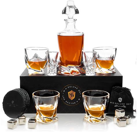 China No Lead Crystal Whiskey Decanter With Classic Whiskey Glasses Whiskey Stone Set In Unique