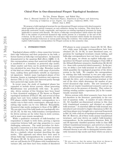 PDF Chiral Flow In One Dimensional Floquet Topological Insulators