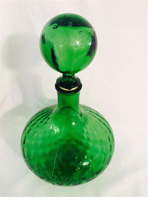 Vintage Green Decanter Rossini Empoli Green Decanter Italy Wine Bottle