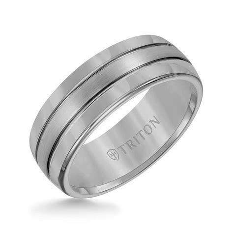 8mm Tungsten Carbide Ring Bright Finish Triton Jewelry