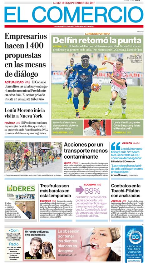 El Comercio Ecuador Lunes 18 De Septiembre De 2017 Infobae