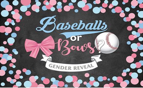 Funnytree Baseballs Or Bows Gender Reveal Backdrop Ubuy India