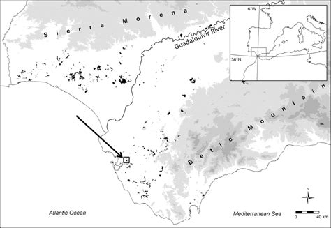 Map of the Guadalquivir River Valley (southwestern Spain), the location ...