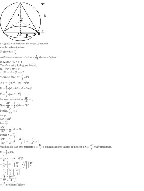 Right Circular Cone Inscribed In A Sphere