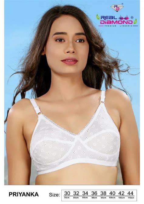 Non Padded Cotton Hosiery Chikan Aster White B Cup Bra Plain At Rs 110