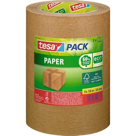 Tesa Ruban Adhésif Papier Kraft EcoLogo Adhésif d Emballage en Papier