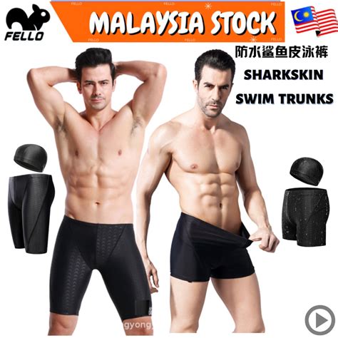 🇲🇾ready Stock Kl Waterproof Shark Skin Men Swimwear Trunk Short Pants