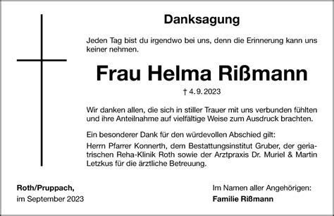 Traueranzeigen Von Helma Ri Mann Trauer Nn De