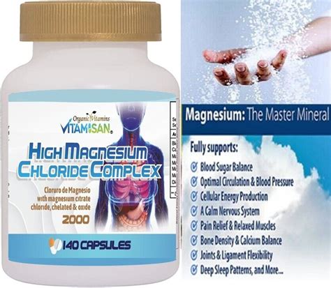 MAGNESIUM CHLORIDE MAXICLORURO CAPS 140 CAPSULES 2000mg CLORURO DE