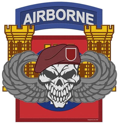 307th ENG 82nd ABN Military Art Airborne Skull Design