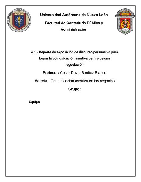 Reporte De Exposici N De Discurso Persuasivo Para Lograr La