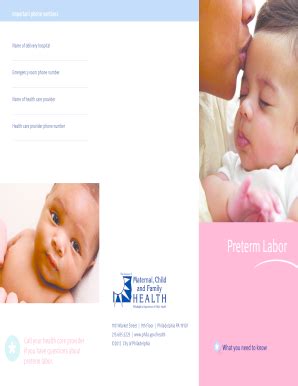 Fillable Online Phila Preterm Labor City Of Philadelphia Phila Fax