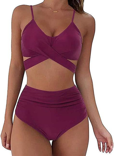 Newbikiniwomen High Waisted Vintage Baddr Kt Bikini Set Med H G