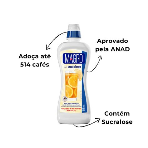 Adoçante Magro Sucralose Liquido 65Ml Lowçucar produtos zero