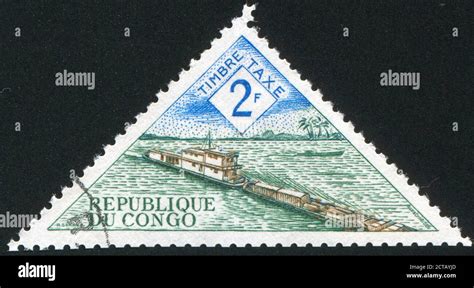 Congo Circa Stamp Printed By Congo Shows River Boat Transporting