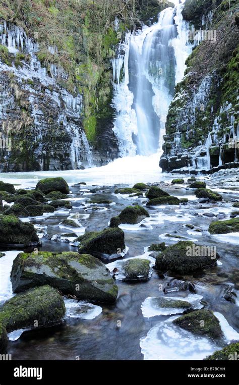 Frozen Sgwd Einion Gam Ystradfellte Brecon Beacons National Park Powys