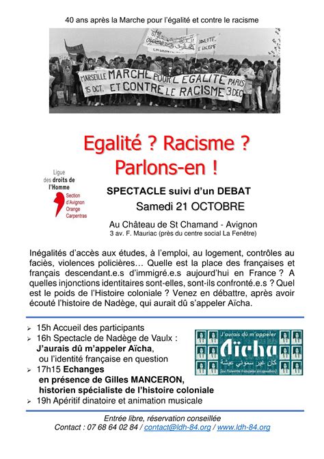 Galit Racisme Parlons En La Ldh En Vaucluse