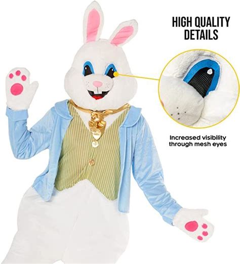 Adult Deluxe Easter Bunny Costume Unisex White Rabbit Jumpsuit Fancy Dress Ebay