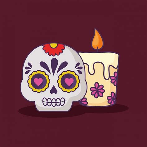 Calavera De Az Car Mexicana Vector Premium