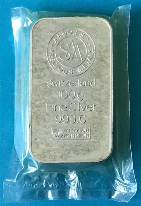 schöner 100 Gramm Silberbarren 999 0 Fine Silver ARGOR SA Kaufen auf