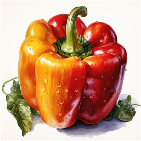 Watercolor Bell Pepper Clipart Illustration Generative Ai Premium Ai