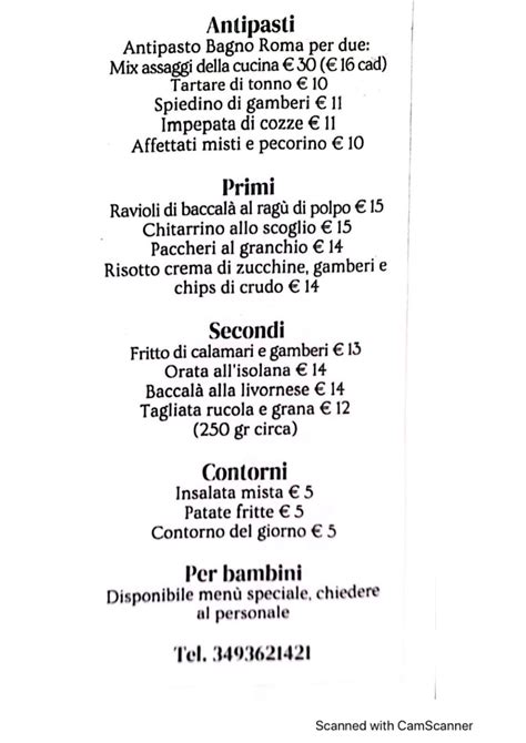 Carta Y Men Actualizados Ristorante Pizzeria Bagno Roma En