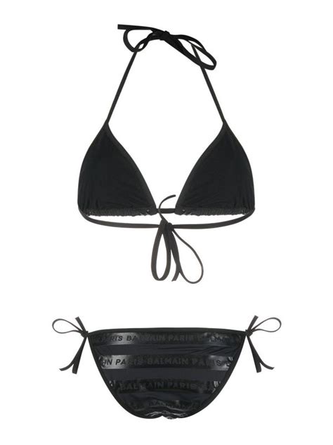 Bikinis Balmain Logo Print Bikini BKB901200003 Shop Online At THEBS