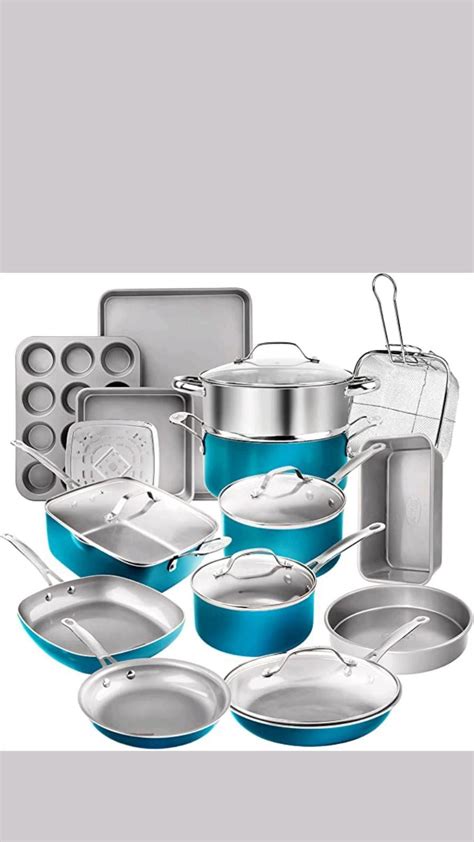 Gotham steel aqua blue 20 piece pots pans set – Artofit