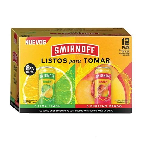 Bebida Alcohólica Preparada Smirnoff Smash 6 Latas De Peach Mango Y 6