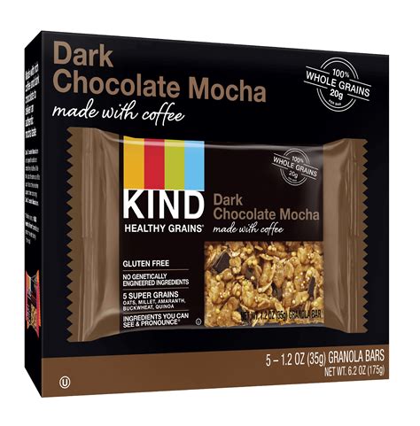 KIND Healthy Grains Granola Bar Dark Chocolate Mocha 5 Bars Gluten