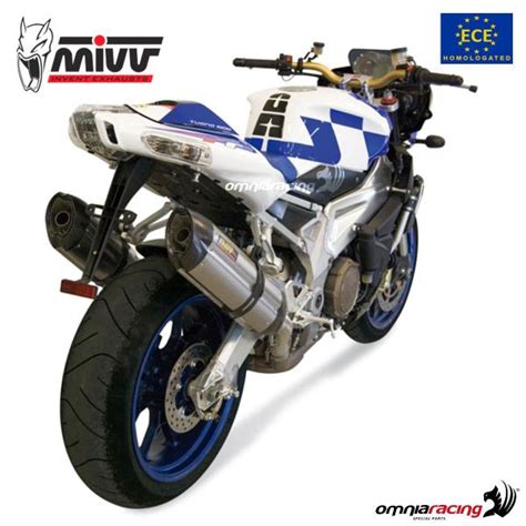 Mivv Pair Of Exhausts Slip On Suono Approved Steel Aprilia Tuono