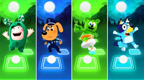 Oddbods Zee Vs Sheriff Labrador Vs Gummy Bear Vs Bluey Bingo Tiles Hop