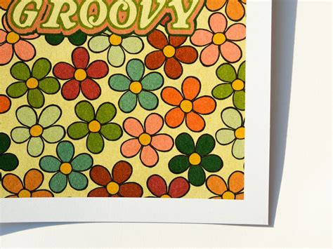 Stay Groovy A5 Digital Print Retro Styled Floral Etsy