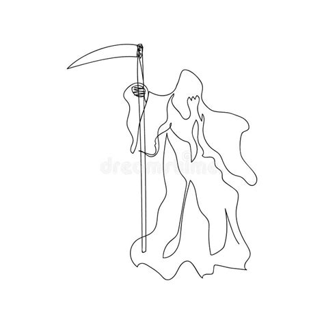 Grim Reaper One Line Art Continuous Line Drawing Of Halloween Theme