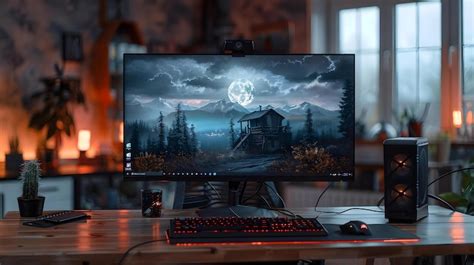 Premium Photo | Immersive Gaming Setup with UltraHD Curved Monitor ...