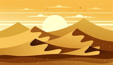 Uma Ilustra O Dos Desenhos Animados De Um Deserto Montanhas E Um