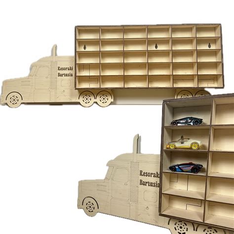 PÓŁKA NA AUTKA RESOARKI HOT WHEELS CIĘŻARÓWKA DREWNO PERSONALIZACJA IMIĘ 5905623021874 Cena