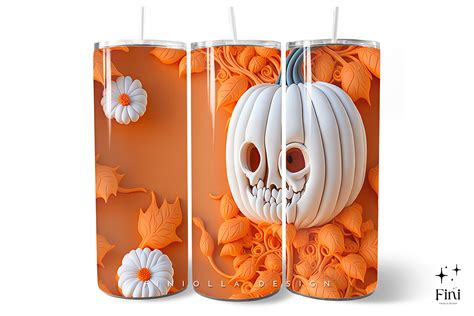 D Halloween Pumpkin Cute Tumbler Wrap Graphic By Finiolla Design