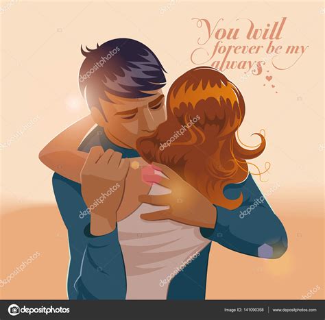 Embraces Of A Loving Couple Vector Illustration Stock Vector By