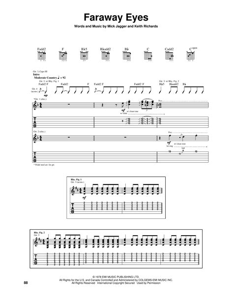 Faraway Eyes By The Rolling Stones Guitar Tab Guitar Instructor