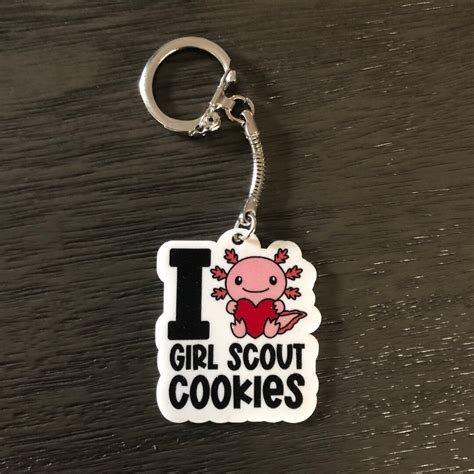 Girl Scout Cookie Axolotl Mascot Keychain Etsy