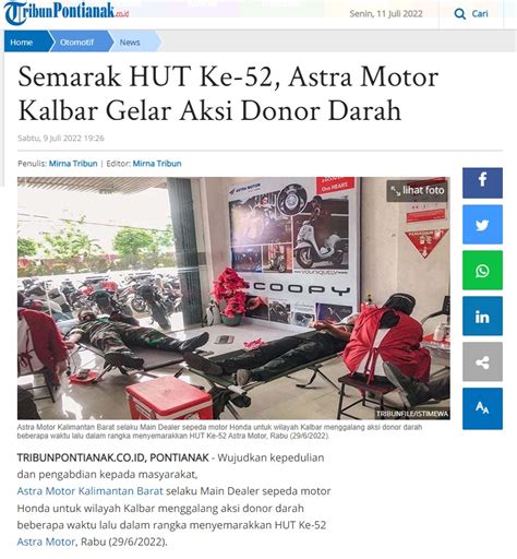 Semarak HUT Ke 52 Astra Motor Kalbar Gelar Aksi Donor Darah Astra