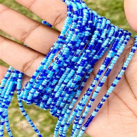 Shades Of Blue Waist Beads African Waist Beads Waist Beads Elastic