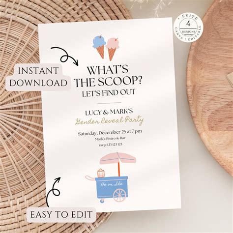 Whats The Scoop Invitation Digital Whats The Scoop Invite Ice Cream